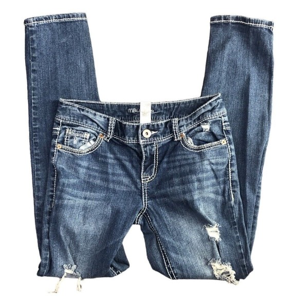Maurices Denim - Maurices Denim Jeans Jeggings Distressed  Patch BOHO 3 Long Stretch